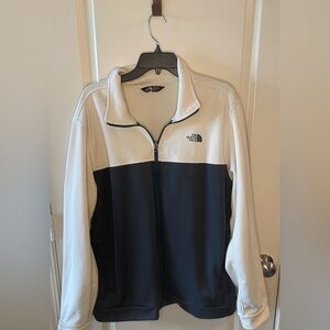 The North Face Zip Up Fleece Jacket Size XL Green and Cream/White Outdoors